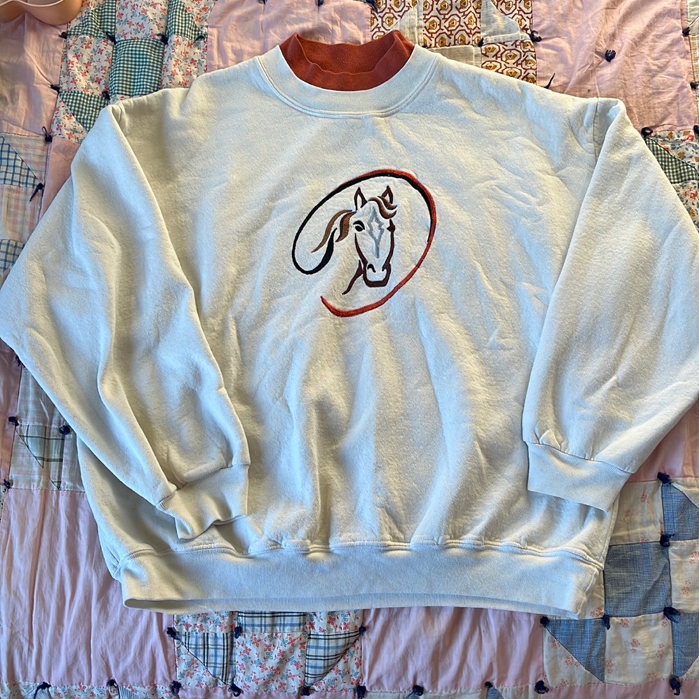 Vintage Horse embroidered crew neck sweatshirt
